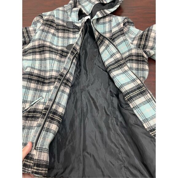 New York & Company Plaid Zip Up Peacoat Jacket Size Large - Picture 9 of 9